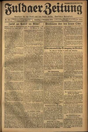 Erste Ausgabe vom Sonntag, den 01. November 1925.