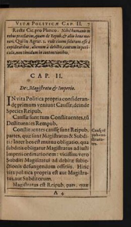 Cap. II. De Magistratu [et] Imperio.