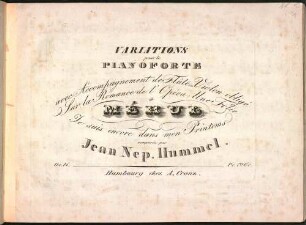 Variations : pour le pianoforte ; avec accompagnement de flûte ou violon obligé ; sur la romance de l'opéra "Une folie" de Méhul "Je suis encore dans mon printemps"