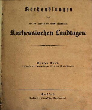 Verhandlungen des Kurhessischen Landtages. 1836,1