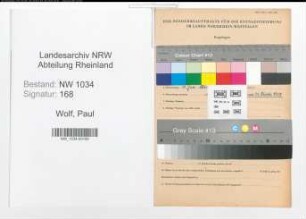 Entnazifizierung Paul Wolf , geb. 10.06.1861 (Oberstleutnant)