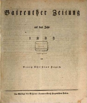 Bayreuther Zeitung. 1823, 1823