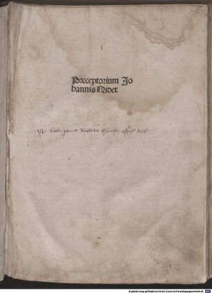 Praeceptorium divinae legis : mit Tabula