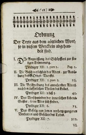Ordnung. Der Texte aus dem göttlichen Wort, so in diesem Wercklein abgehandelt sind