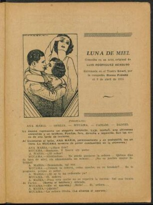 Luna de miel : comedia en un acto, original