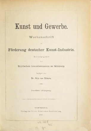 Kunst und Gewerbe : Zeitschrift zur Förderung deutscher Kunst-Industrie. 12. 1878