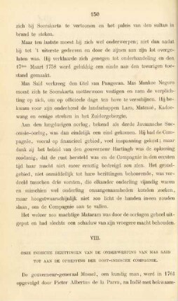 VIII. Onze indische bezittingen van der onderwerping van Mas Said tot aan de opheffing der Oost-Indische Compagnie