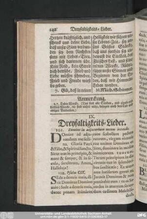 IX. Dreyfaltigkeits-Lieder.