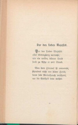 Vor des Todes Majestät.