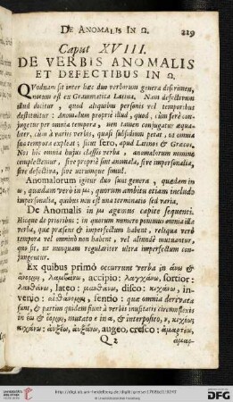 Caput XVIII: De Verbis Amonalis & defectivis in Ω