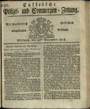 Nr. 95, Mittwoch, den 29sten November 1815