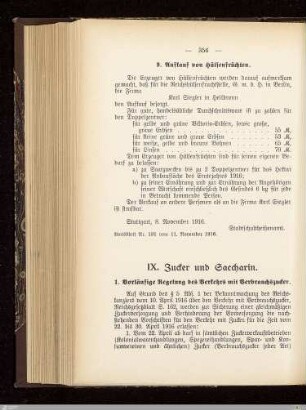 IX. Zucker und Saccharin