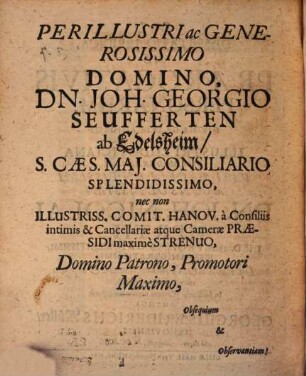 Dissertatio Juridica, De Praerogativis Personarum