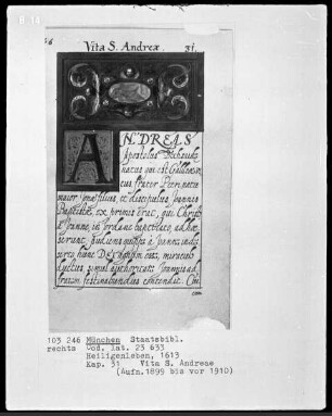 Heiligenleben — Vignette mit ornamentalem Schmuck und einem Cherubim
