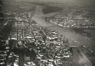 Frankfurt (Oder). Gubener Vorstadt und Altstadt gegen Lebuser Vorstadt und Dammvorstadt. Luftbild-Schrägaufnahme von Süden