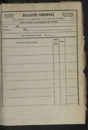 Bulletin personnel [Bibliothèque nationale de France]
