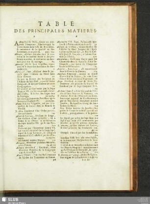 Table Des Principales Matieres