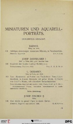 Miniaturen und Aquarellporträts (Nr. 197-221)