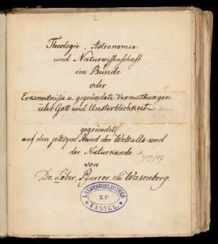 Theologie, Astronomie und Naturwissenschaft im Bunde