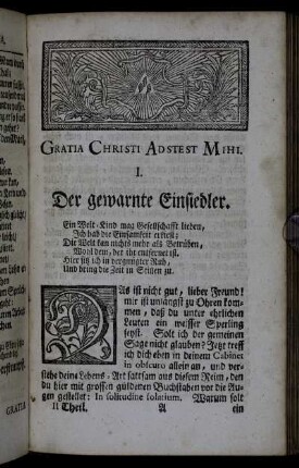 I. Der gewarnte Einsiedler. - VIII. Die sündlich-zugebrachte Christ-Nacht.