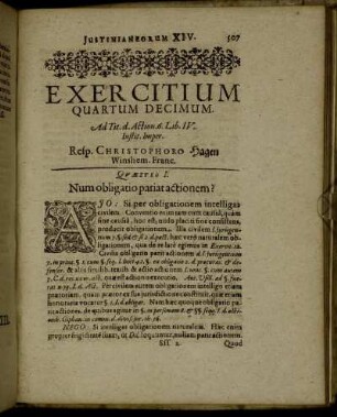 Exercitium Quartum Decimum.