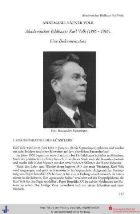 Akademischer Bildhauer Karl Volk (1885-1965). Eine Dokumentation.