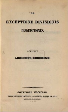 De exceptione divisionis disquisitiones