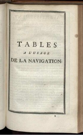 Tables a l'usage de la navigation.