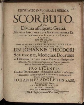 Disputatio Inauguralis Medica, De Scorbuto