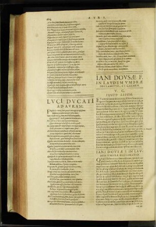 Iani Dovsae F. In Lavdem Vmbrae Declamatio Et Carmen. [u.a.]