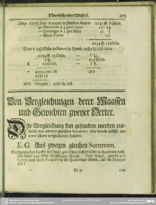 [(8.) Von Vergleichungen derer Maassen und Gewichten zweyer Oerter]