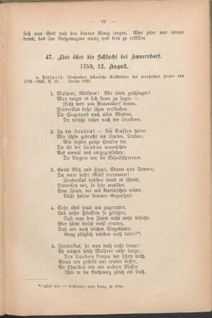47. Lied über die Schlacht bei Kunersdorf. 1759, 12. August.