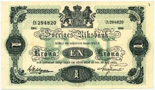 Geldschein, 1 Krona, 1914