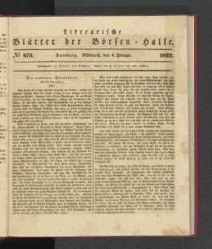 No 673. Hamburg. Mittwoch, den 4. Januar. 1832.