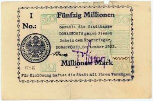 Geldschein / Notgeld, 50 Millionen Mark, 09.1923