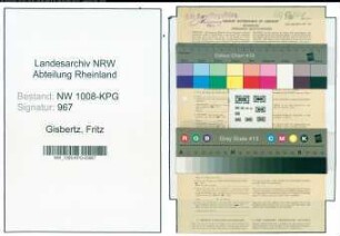 Entnazifizierung Fritz Gisbertz , geb. 11.07.1898 (Schlosser)