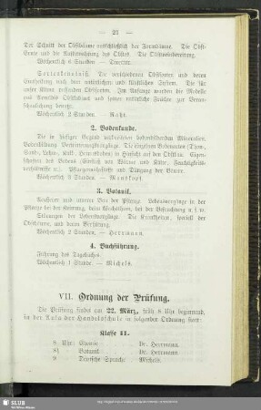 VII. Ordnung der Prüfung