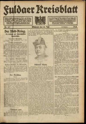 Erste Ausgabe vom Mittwoch, den 10. Juli 1918.