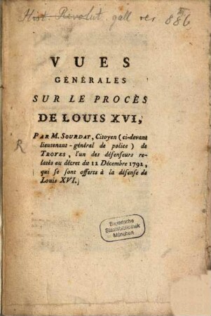 Vues générales sur le procès de Luis XVI.