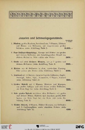 Juwelen und Schmuckgegenstände (Nr. 1-64)