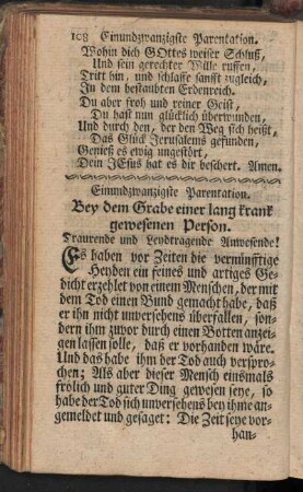 Einundzwanzigste - Dreyßigste Parentation