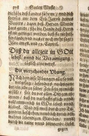 Daß du allezeit in Gott lebest, vnnd die Verainigung täglich ernewerest. Die vierzehendte Ubung.