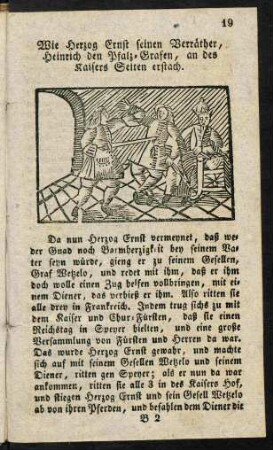 19-27, Wie Herzog Ernst seinem Verräther, Heinrich den Pfalz-Grafen, an des Kaisers Seite erstach