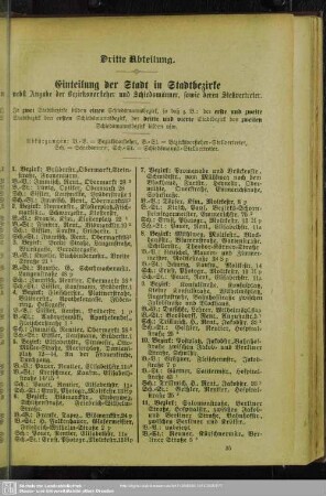 Dritte Abteilung. Einteilung der Stadt