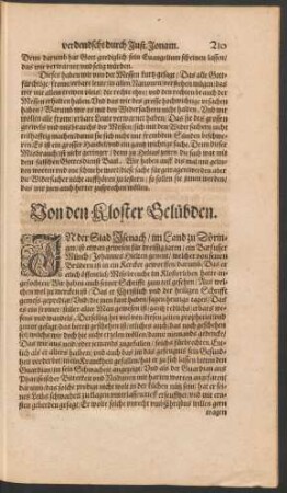 Von den Kloster Gelübden.
