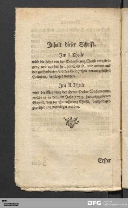 Inhalt dieser Schrift.
