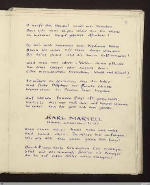 Karl Martell (Der Venus-Himmel, Karl Martell, Himmel VIII, 31 - 57) : [SW X/XI: H28, SW X/XI: h2]; [SW X/XI, S. 116-117/191] / Geschrieben von Ernst Gundolf. Korrigiert von Stefan George