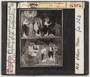 München, Staatsbibliothek: Clm 4453, sog. Evangeliar Ottos III., fol. 32v: Versuchung Christi