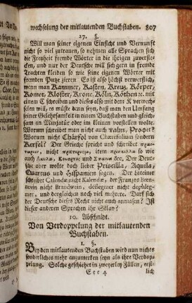 10. Abschnidt. Von Verdoppelung der mitlautenden Buchstaben.