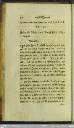 VIII. Fall. Ueber die Weise einem Wechselfieber vorzubeugen